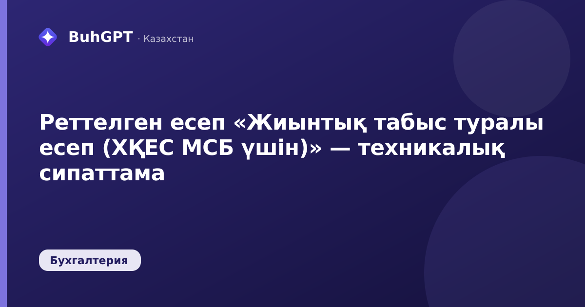 Реттелген есеп «Жиынтық табыс туралы есеп (ХҚЕС МСБ үшін)» — техникалық сипаттама