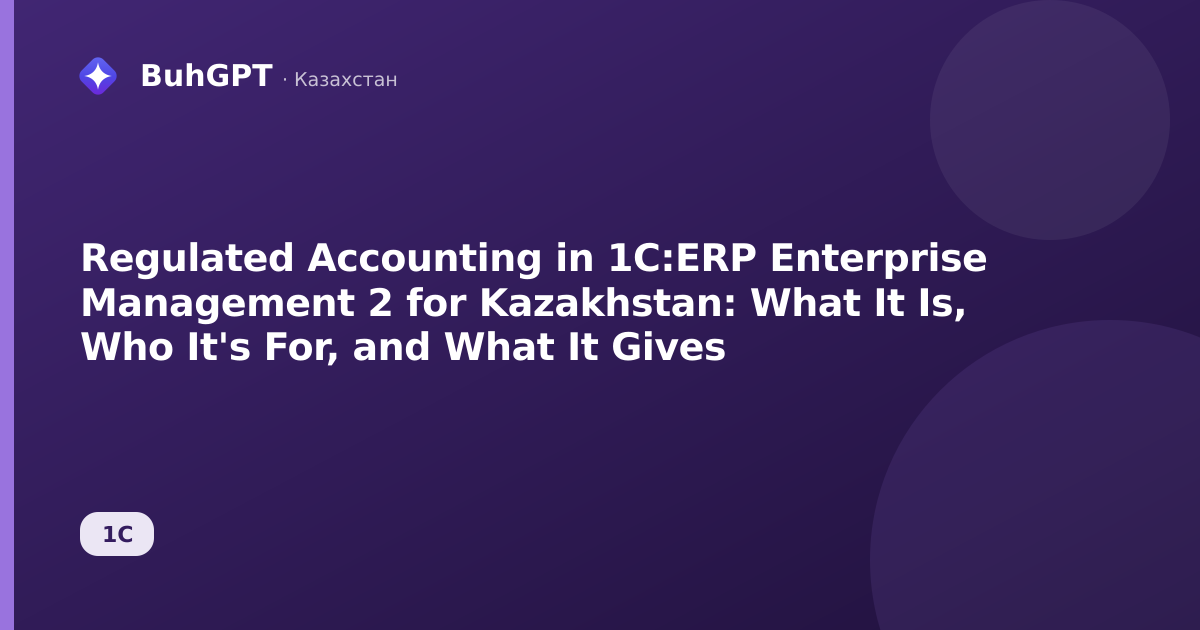 Regulated Accounting in 1C:ERP Enterprise Management 2 for Kazakhstan: What It Is, Who It's For, and What It Gives