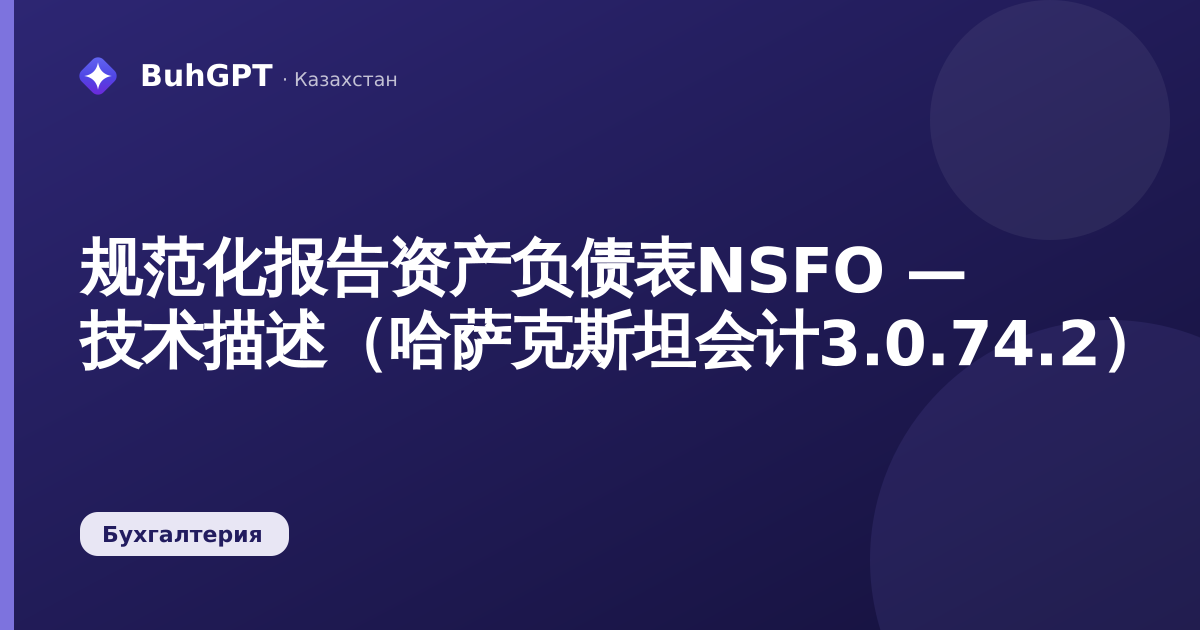 规范化报告资产负债表NSFO — 技术描述(哈萨克斯坦会计3.0.74.2)