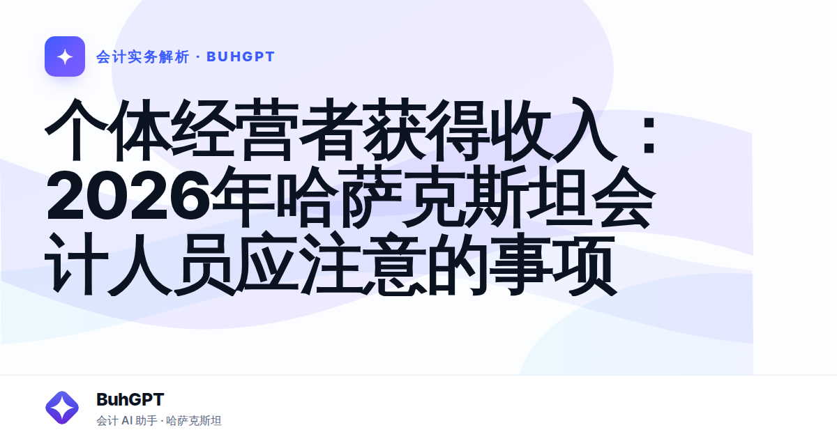 个体经营者获得收入：2026年哈萨克斯坦会计人员应注意的事项