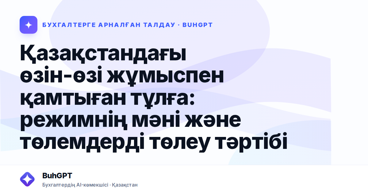 Қазақстандағы өзін-өзі жұмыспен қамтыған тұлға: режимнің мәні және төлемдерді төлеу тәртібі