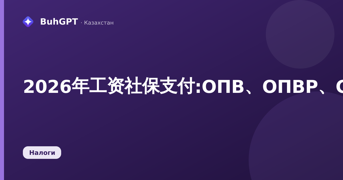 2026年工资社保支付:ОПВ、ОПВР、СО、СН和ВОСМС