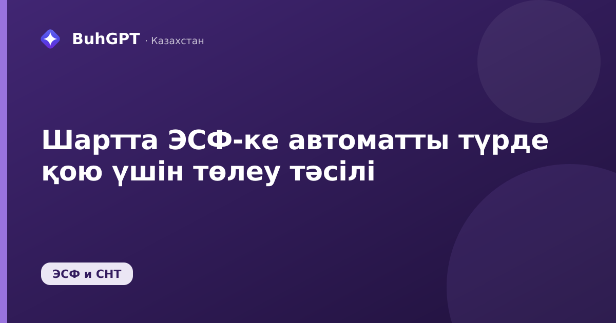 Шартта ЭСФ-ке автоматты түрде қою үшін төлеу тәсілі