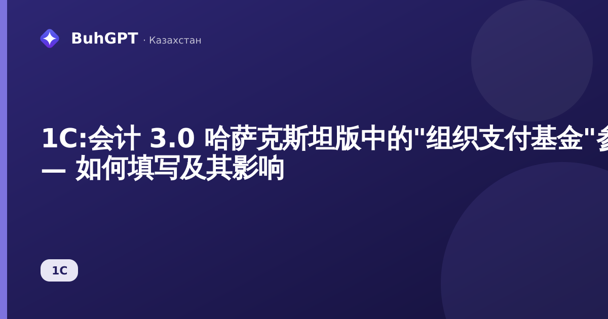 1С:会计 3.0 哈萨克斯坦版中的"组织支付基金"参考手册 — 如何填写及其影响