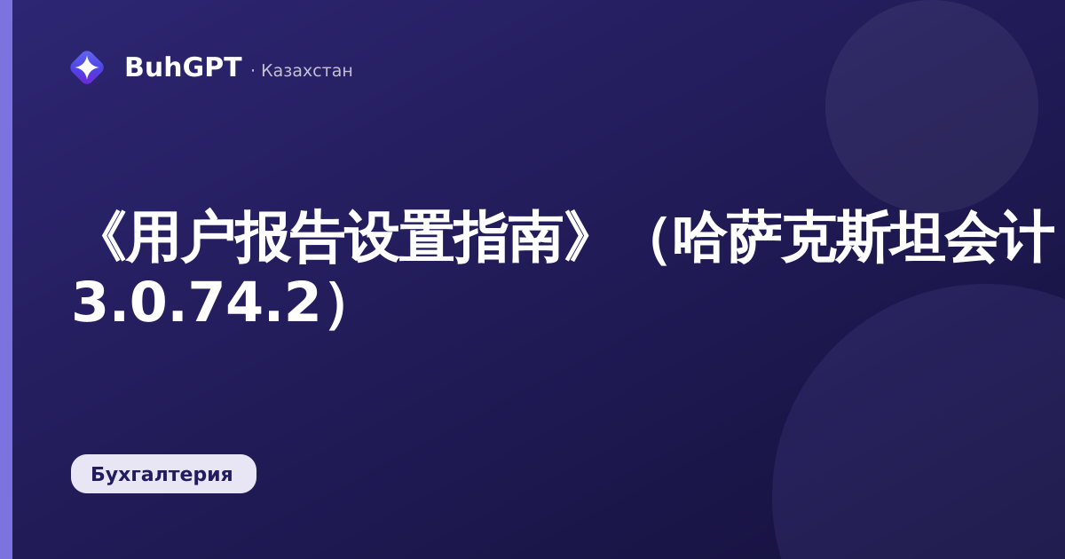 《用户报告设置指南》（哈萨克斯坦会计 3.0.74.2）