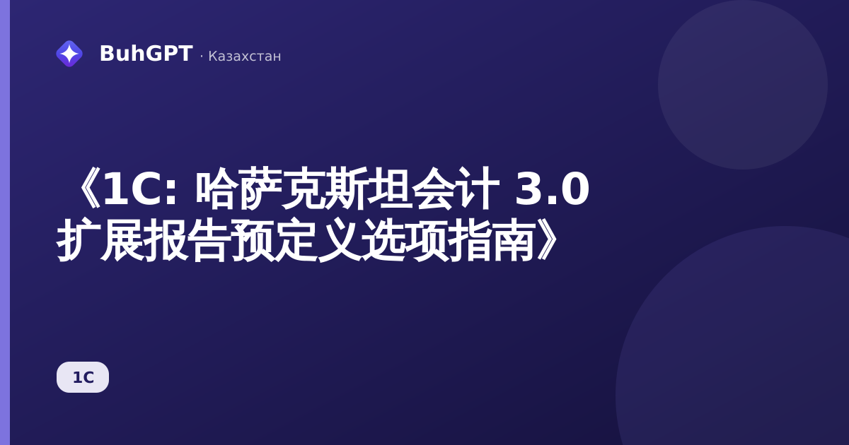 《1С: 哈萨克斯坦会计 3.0 扩展报告预定义选项指南》