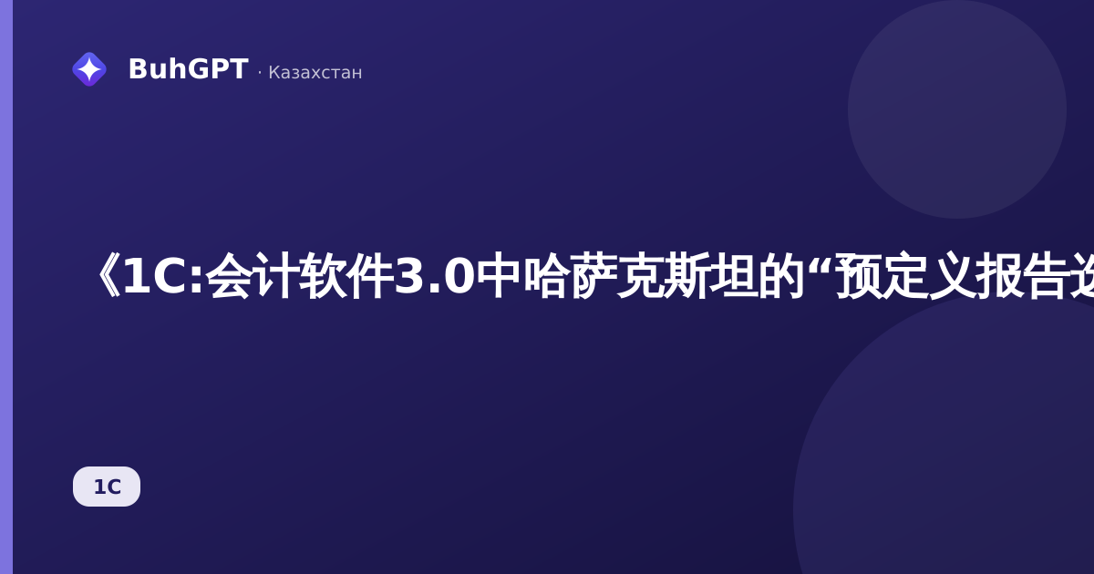 《1C:会计软件3.0中哈萨克斯坦的“预定义报告选项”指南——目的、字段、报告选项的操作》