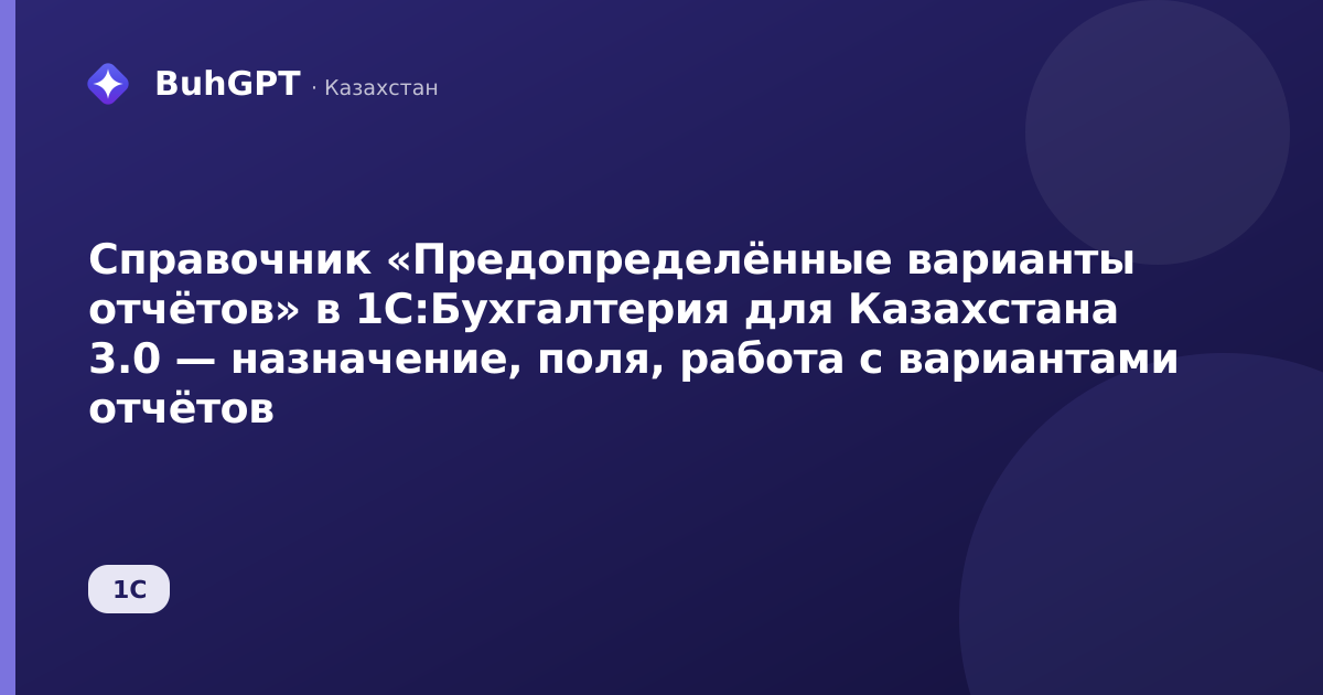 Справочник «Предопределённые варианты отчётов» в 1С:Бухгалтерия для Казахстана 3.0 — назначение, поля, работа с вариантами отчётов