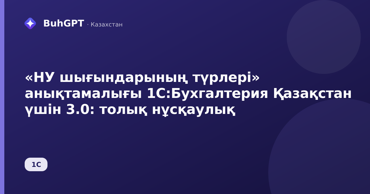 «НУ шығындарының түрлері» анықтамалығы 1С:Бухгалтерия Қазақстан үшін 3.0: толық нұсқаулық