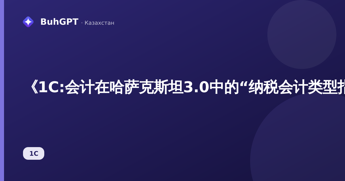 《1С:会计在哈萨克斯坦3.0中的“纳税会计类型指南”：KPN税务分类如何影响100.00表格》