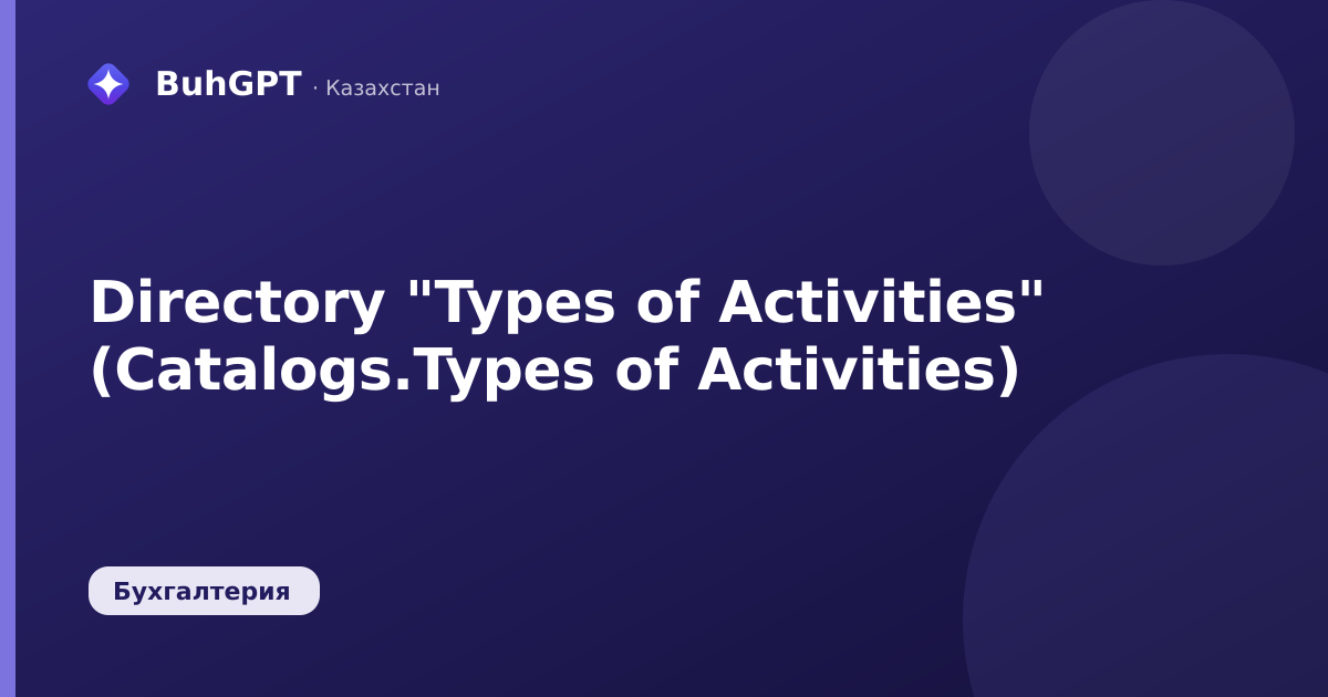Directory "Types of Activities" (Catalogs.Types of Activities)