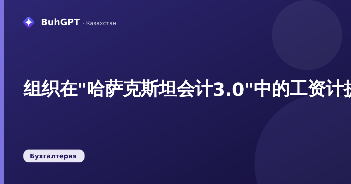 组织在"哈萨克斯坦会计3.0"中的工资计提汇总：设置、指标、核对