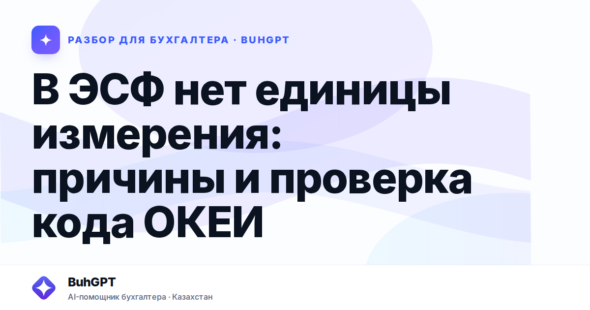 В ЭСФ нет единицы измерения — Казахстан
