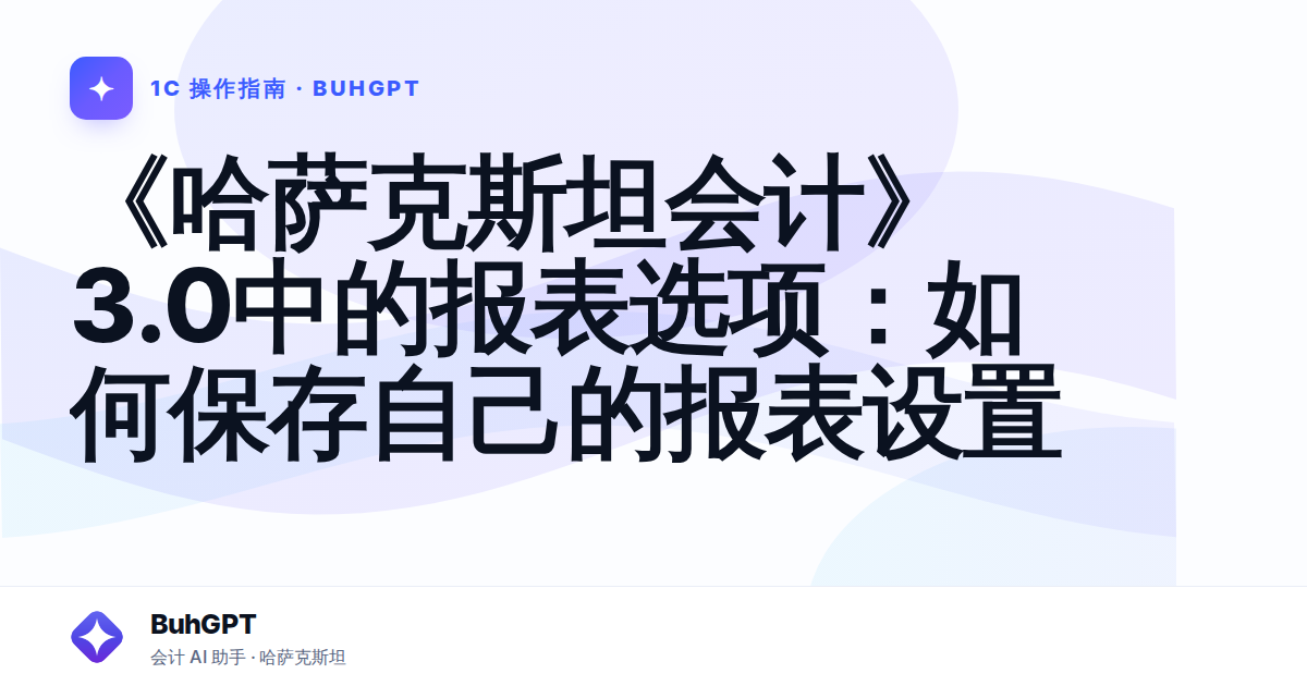 《哈萨克斯坦会计》3.0中的报表选项：如何保存自己的报表设置