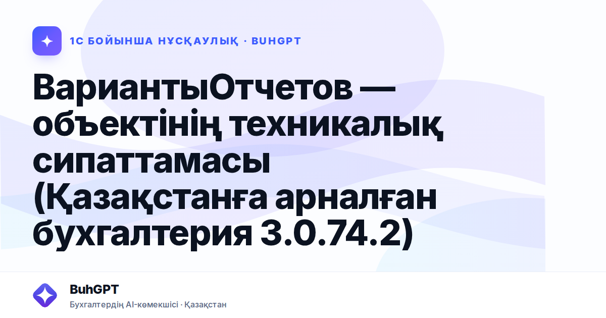 ВариантыОтчетов — объектінің техникалық сипаттамасы (Қазақстанға арналған бухгалтерия 3.0.74.2)