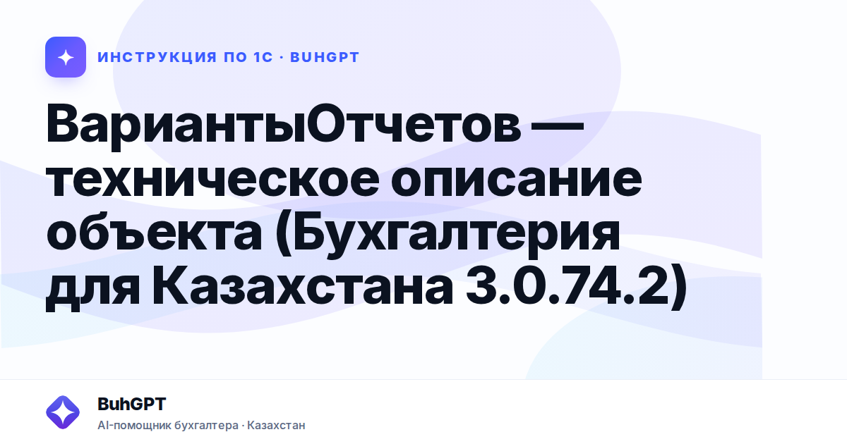 ВариантыОтчетов — техническое описание объекта (Бухгалтерия для Казахстана 3.0.74.2)